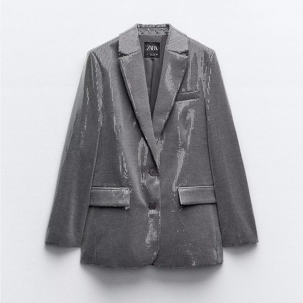Zara STRAIGHT MENSWEAR STYLE SEQUIN JACKET